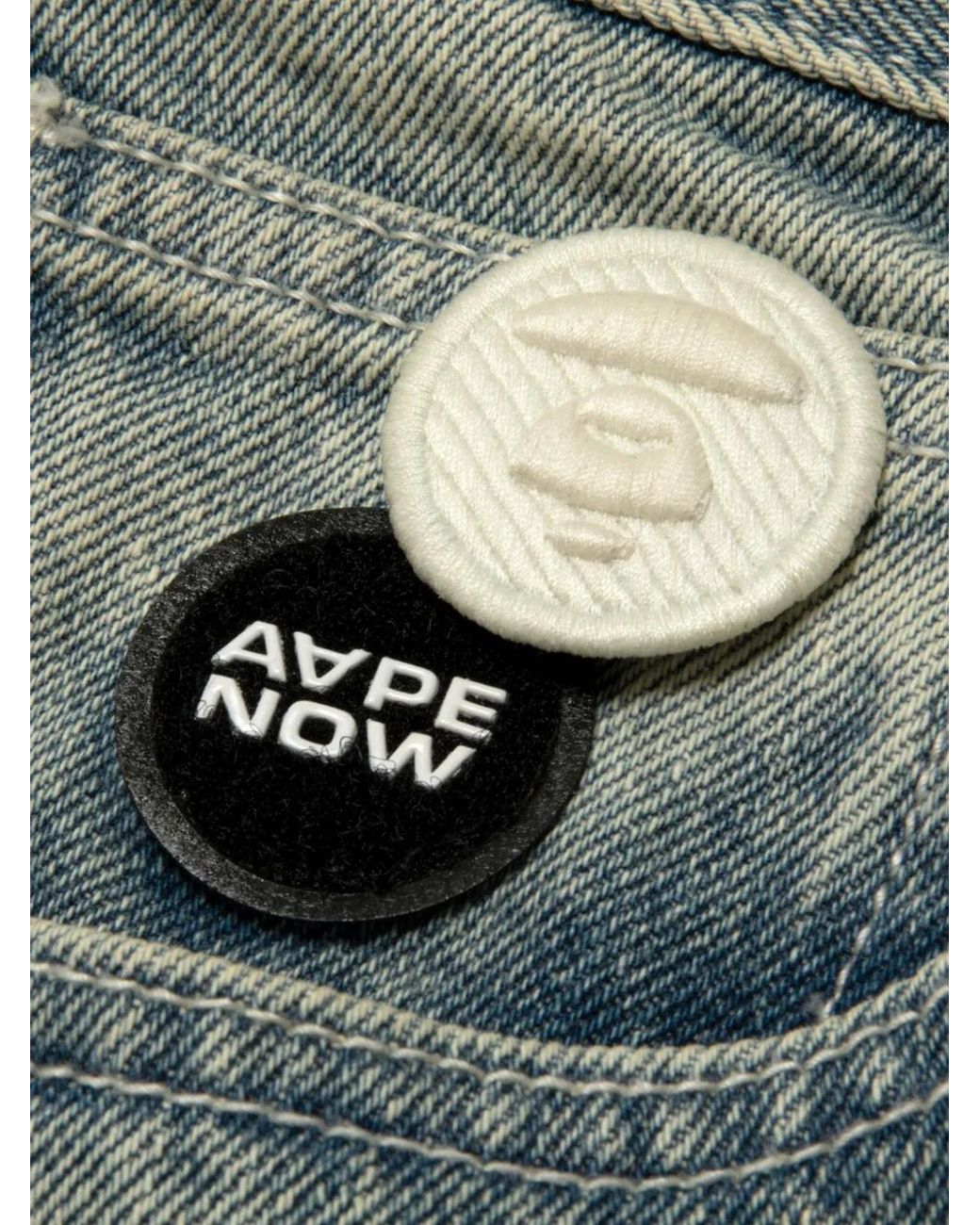 Aape By A Bathing Ape Gray Logo-Embroidered Straight-Leg Jeans for men