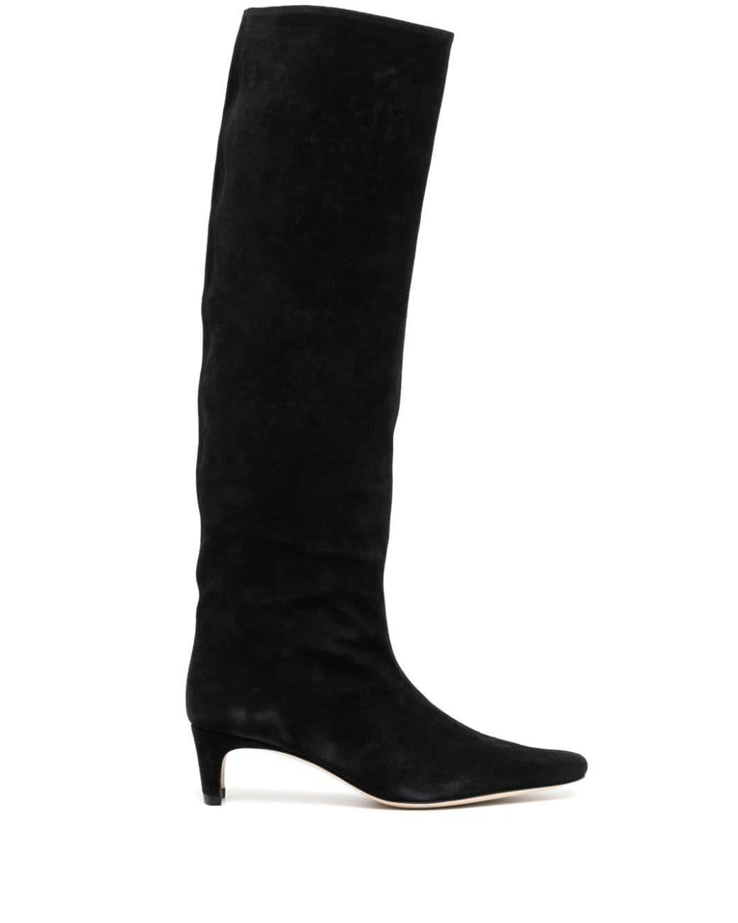 STAUD Wally Kneelength Suede Boots in Black Lyst