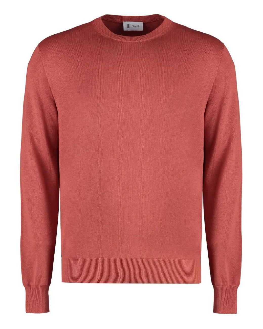 THE (Alphabet) Pink Ribbed Crew-Neck Sweater for men