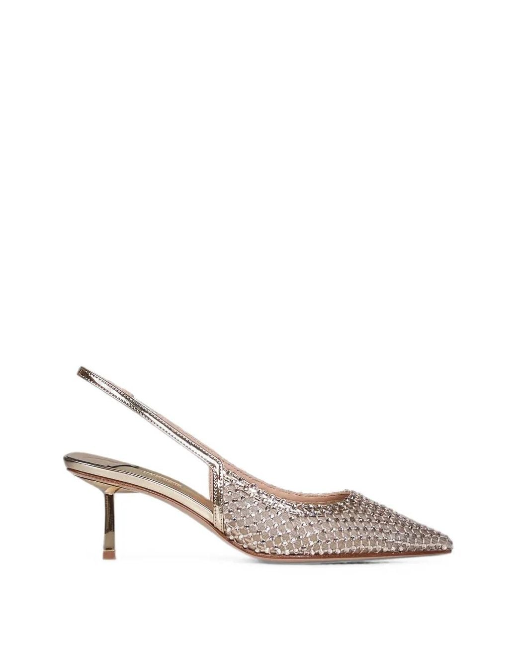 Le Silla Metallic Gilda Crystal-Embellished Mesh Pumps