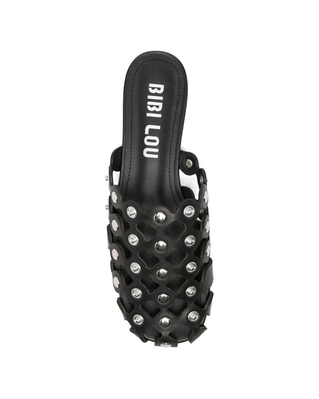 Bibi Lou White Embellished Leather Slippers