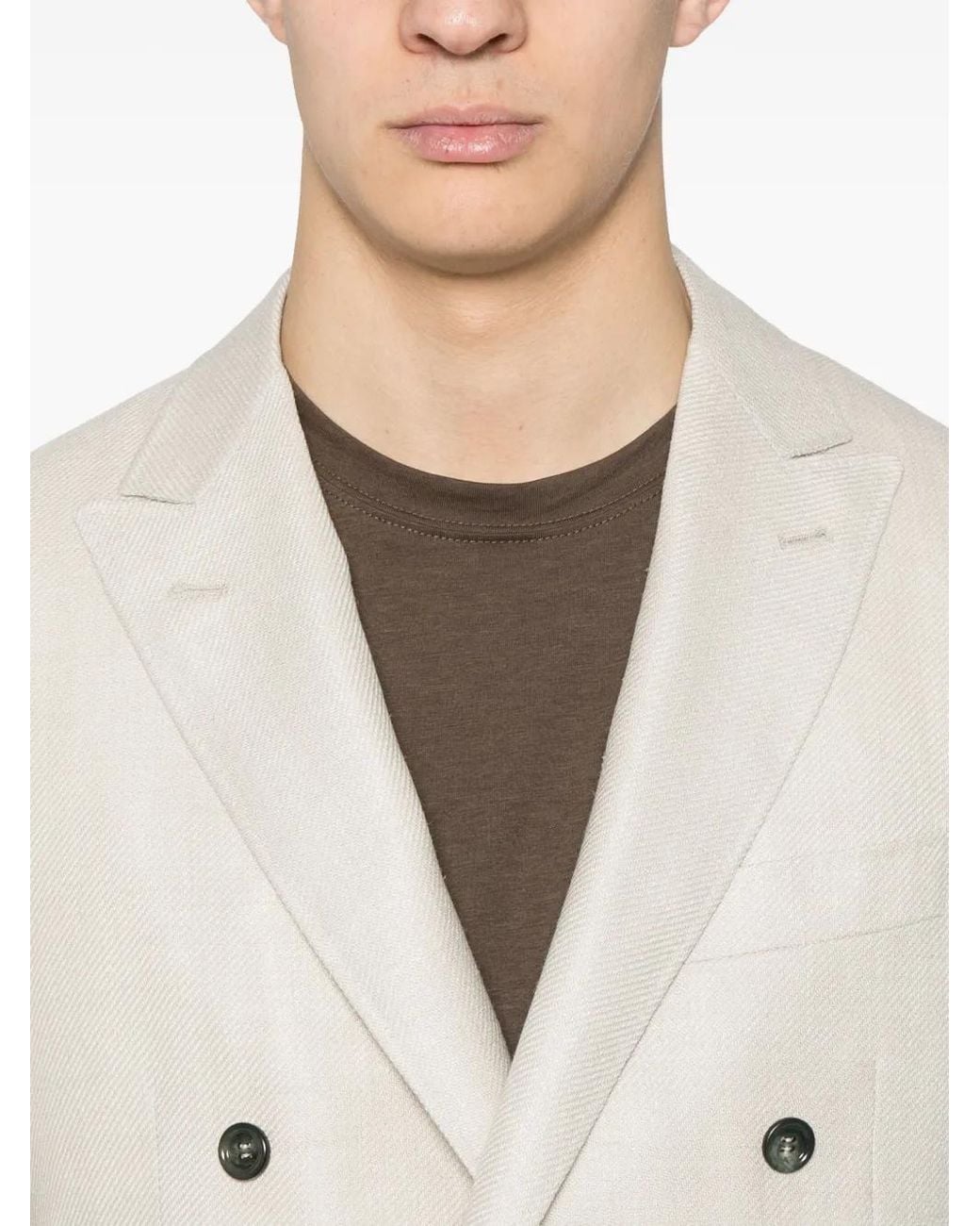 Canali White Double-Breasted Blazer for men