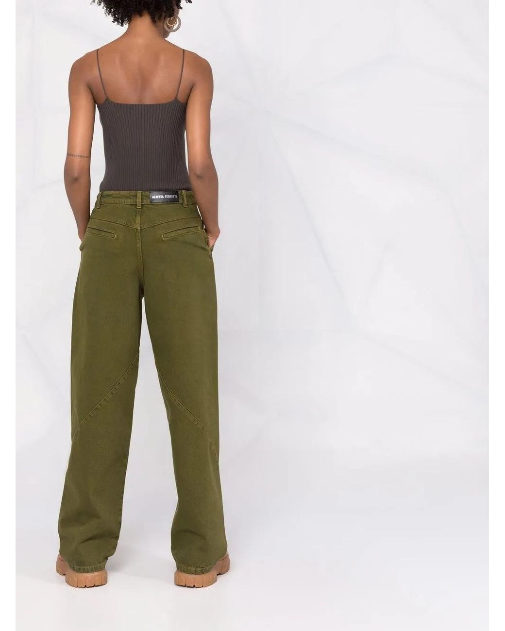 Vaqueros Anchos Deconstruidos Alberta Ferretti de color Green