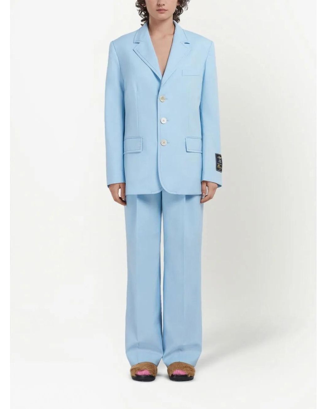 Marni Blue Single-Breasted Wool Blazer