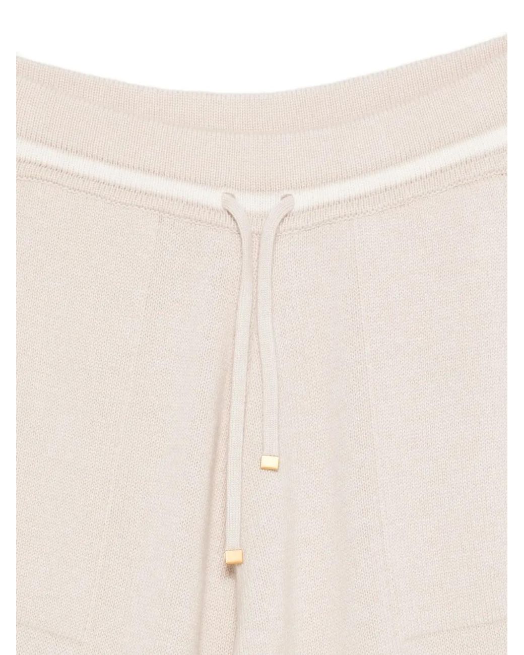 Eleventy White Ribbed Drawstring Trousers