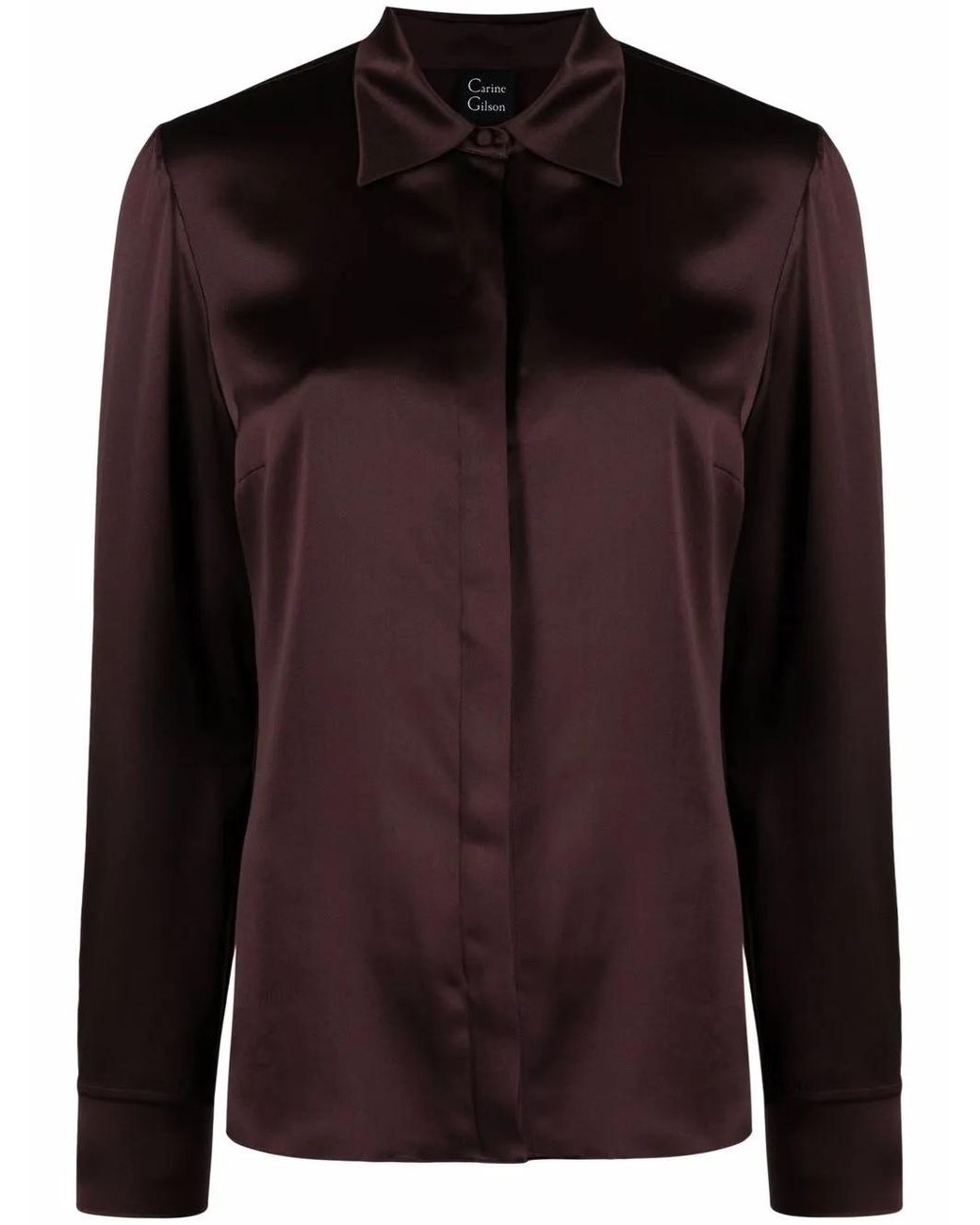 Carine Gilson Black Long-Sleeve Silk Pyjama Top