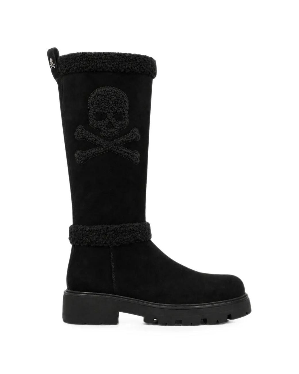 Philipp Plein Black Skull And Bones Suede Boots