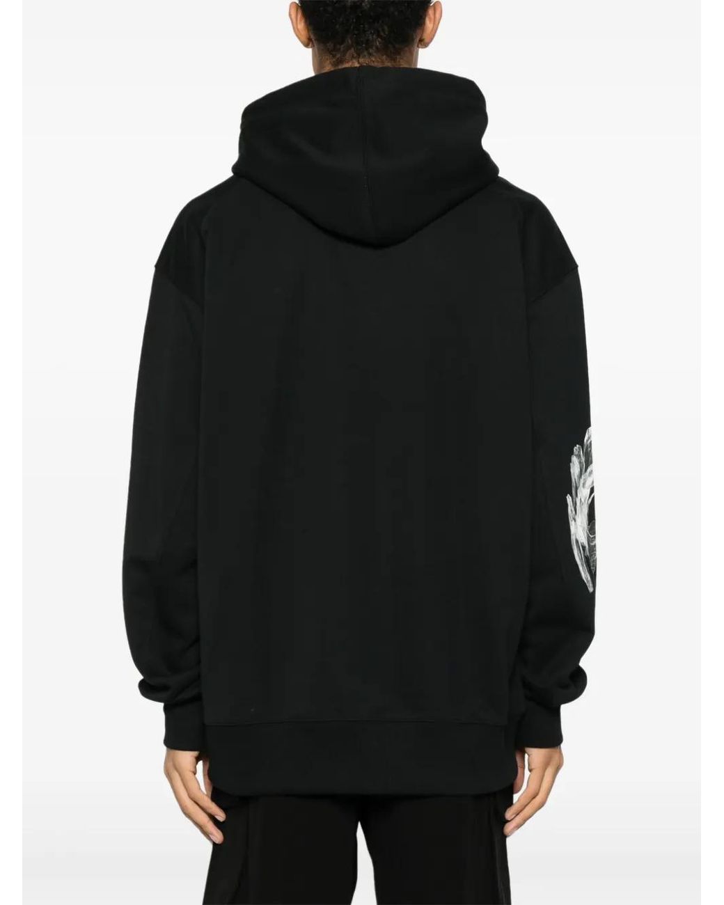 Y-3 Black Floral-Print Drawstring Hoodie