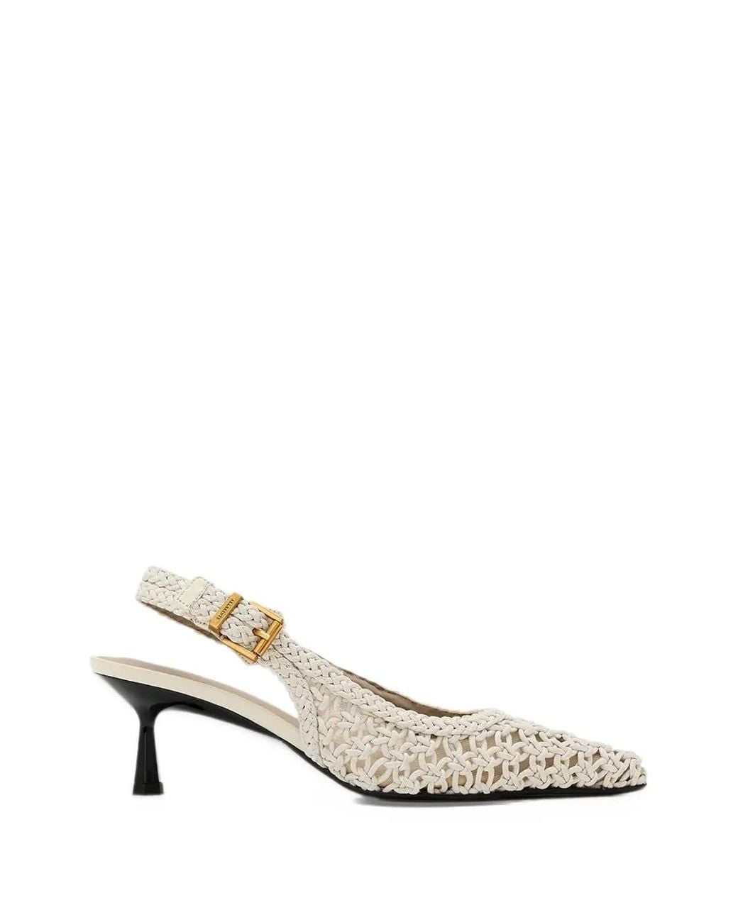 AllSaints Slingback Pointed-Toe Heels in White | Lyst
