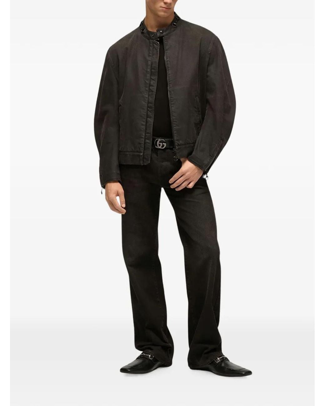 Gucci Black Horsebit Zip-Up Jacket for men