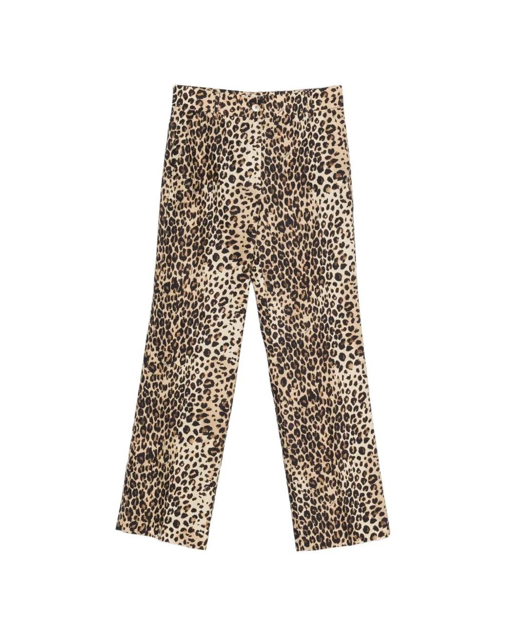 Marella White Leopard-Print Trousers