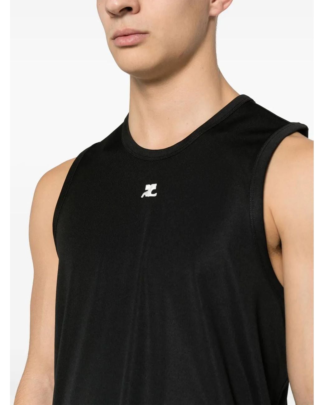 Courreges Black Logo-Appliqué Top for men