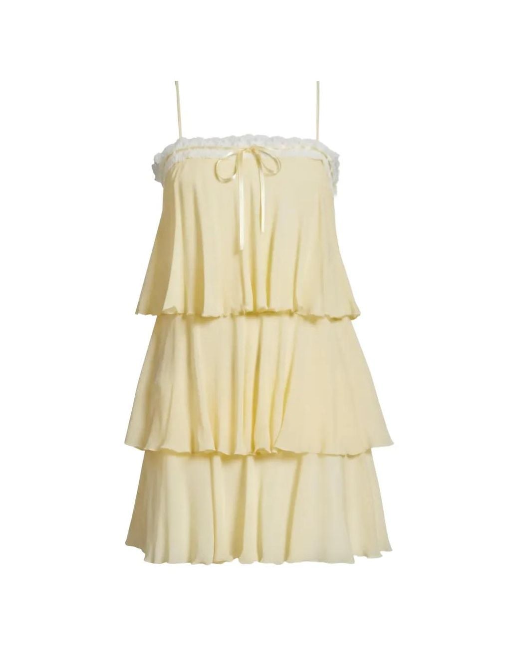 LoveShackFancy White Cedra Lace-Trimmed Tiered Mini Dress