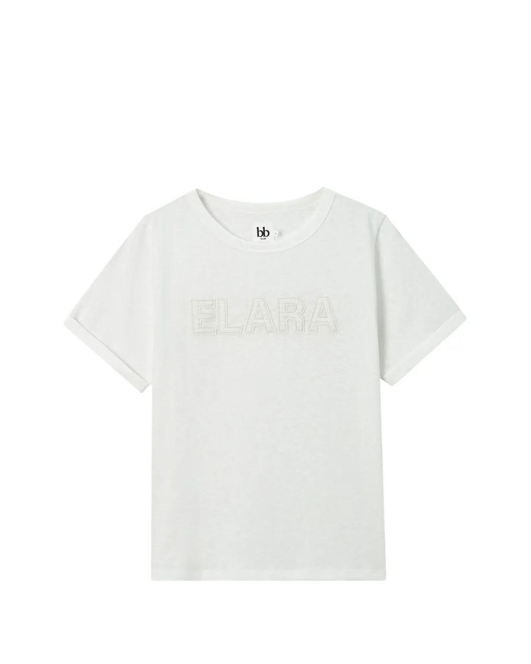 B+ AB White Embroidered-Detail T-Shirt