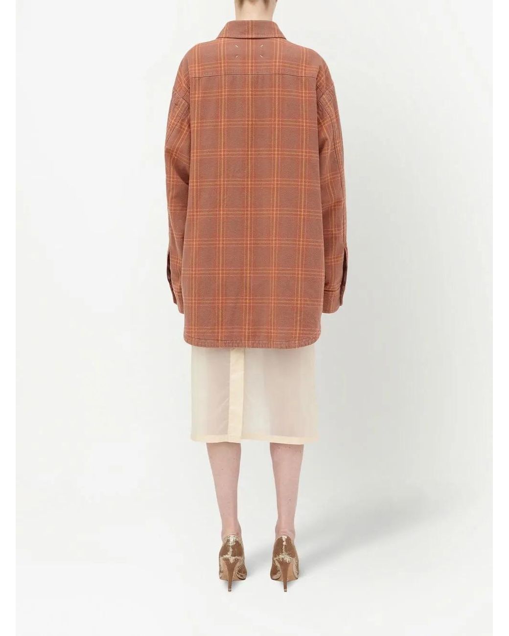 Maison Margiela Brown Chemise En Coton À Carreaux