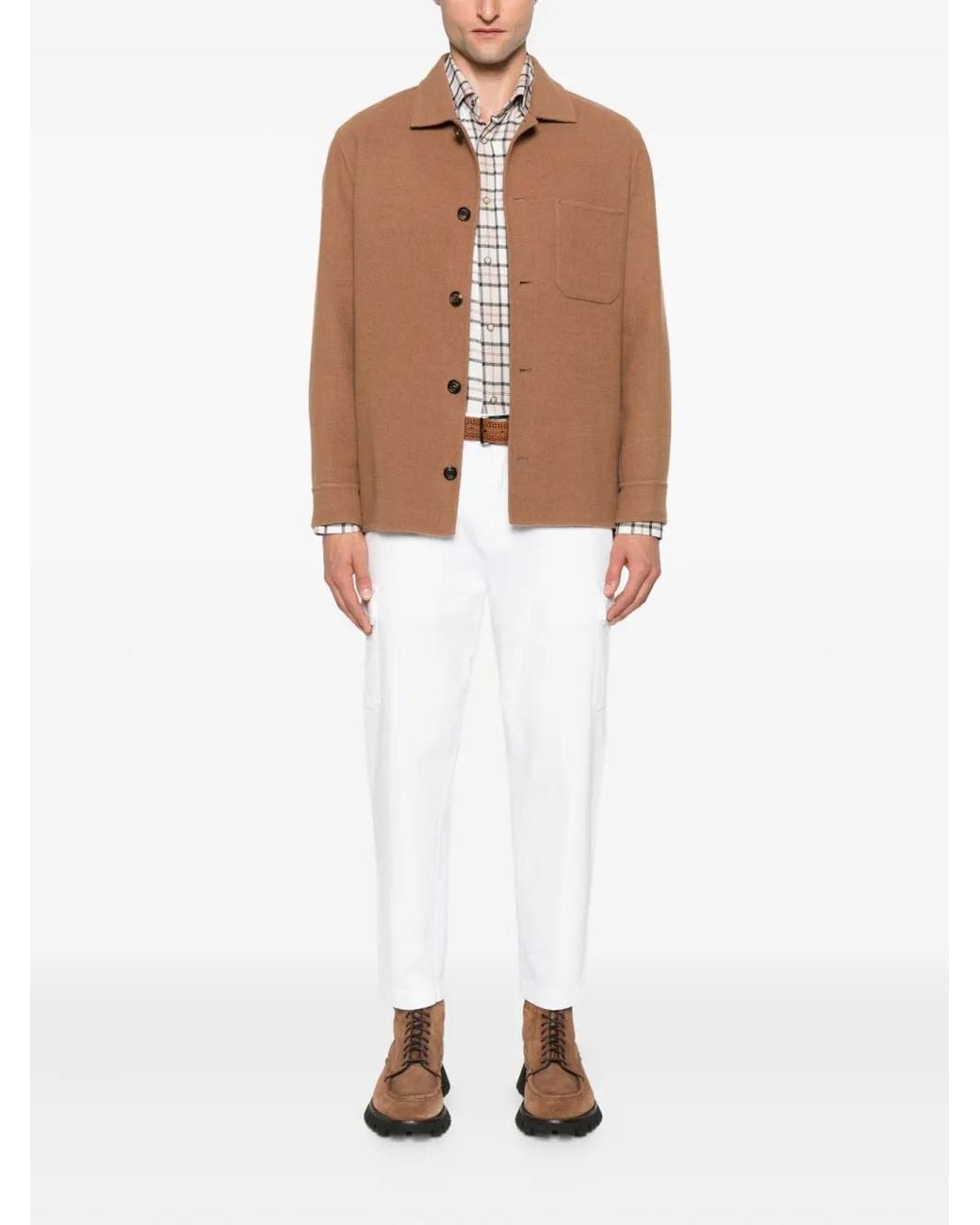 Eleventy Brown Button-Fastening Patch-Pocket Jacket for men