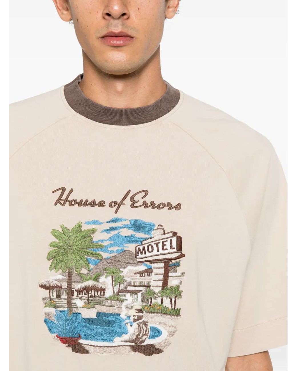 House of Errors White Motel Steakout Logo-Embroidered T-Shirt for men