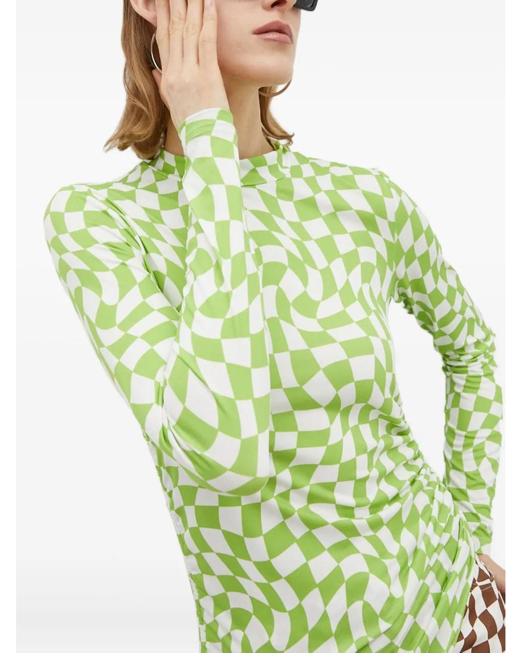 Résumé Green Check Long-Sleeved Top