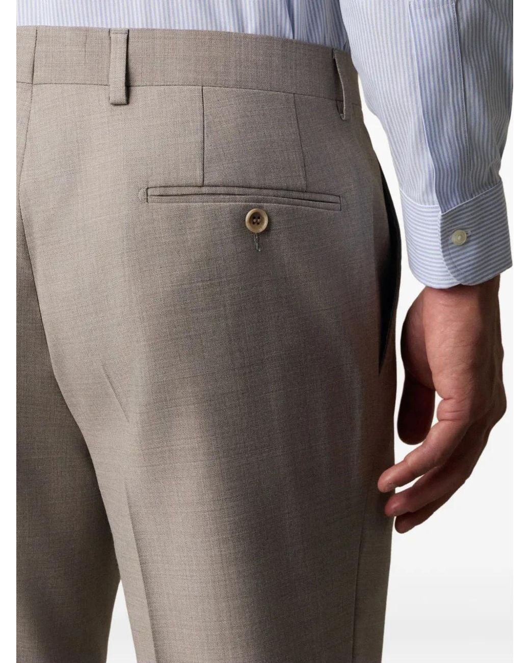 Brooks Brothers Gray Button Wool Trousers for men
