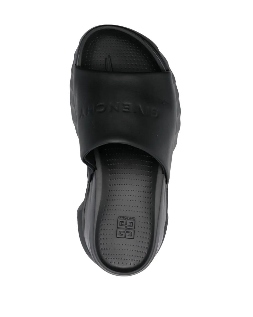 Givenchy Gray Logo-Debossed Leather Slides