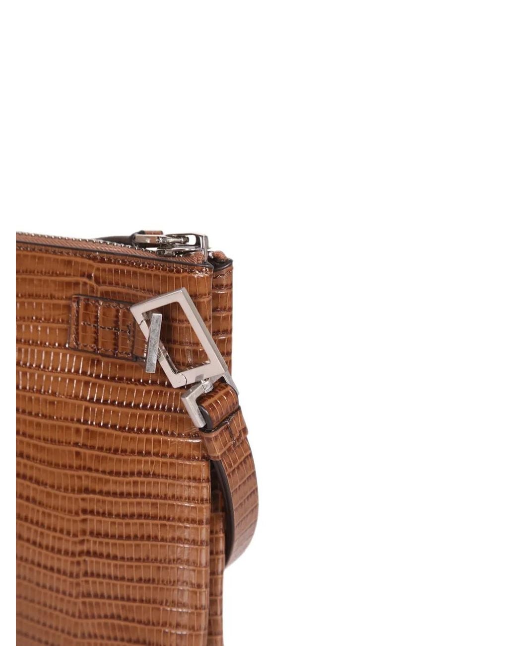 Tom Ford Brown Lizard-Effect Leather Cluth Bag for men
