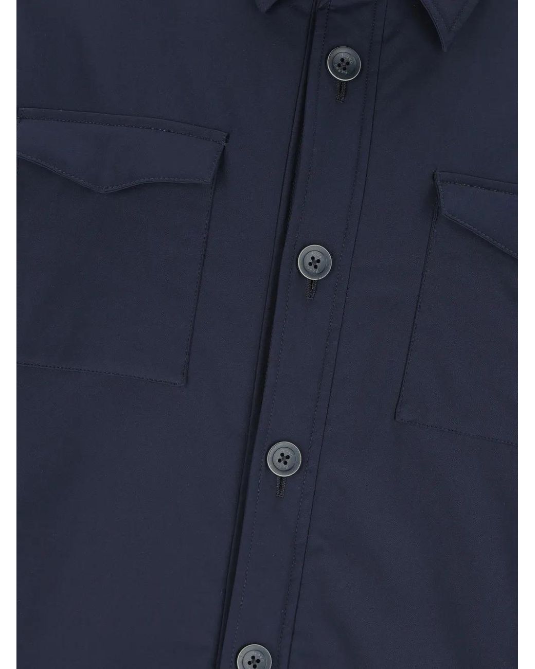 Herno Blue Flap-Pocket Buttoned Overshirt for men