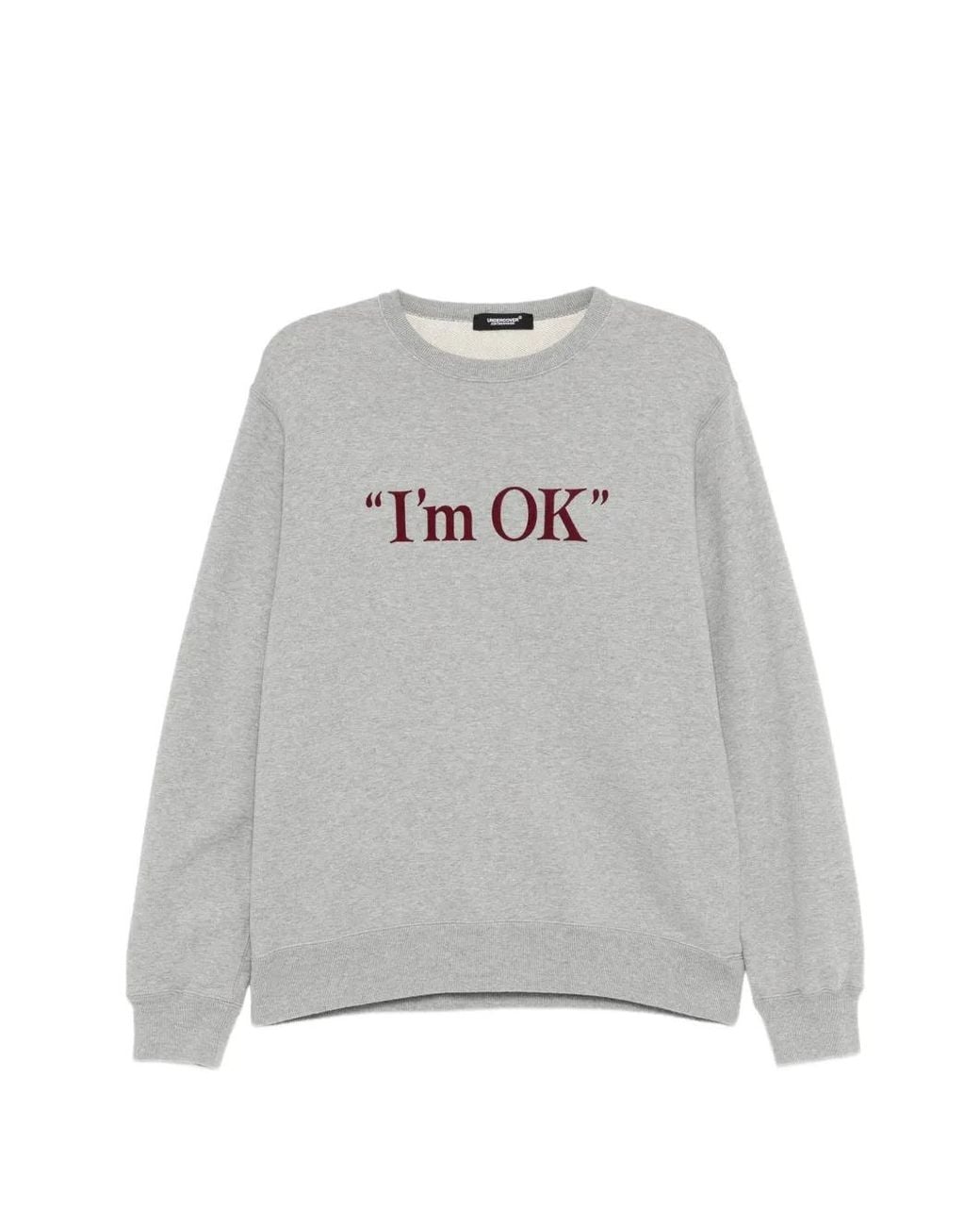 Undercover Gray Slogan-Print Crew-Neck Sweater