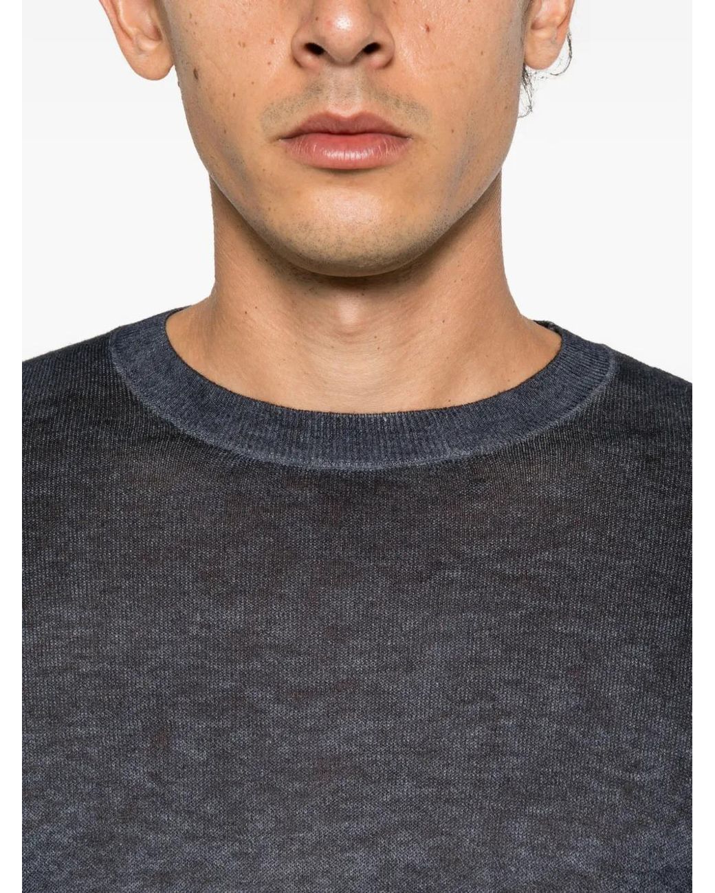 Avant Toi Blue Crew-Neck Wool-Cashmere Sweater for men