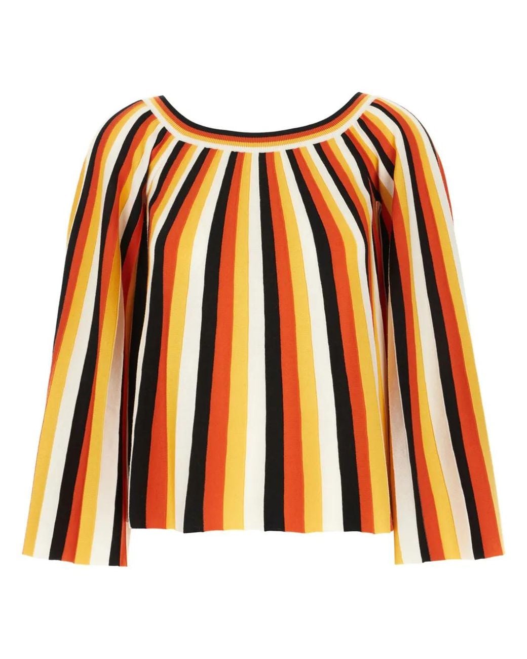 Chloé Orange Striped Wool Blouse
