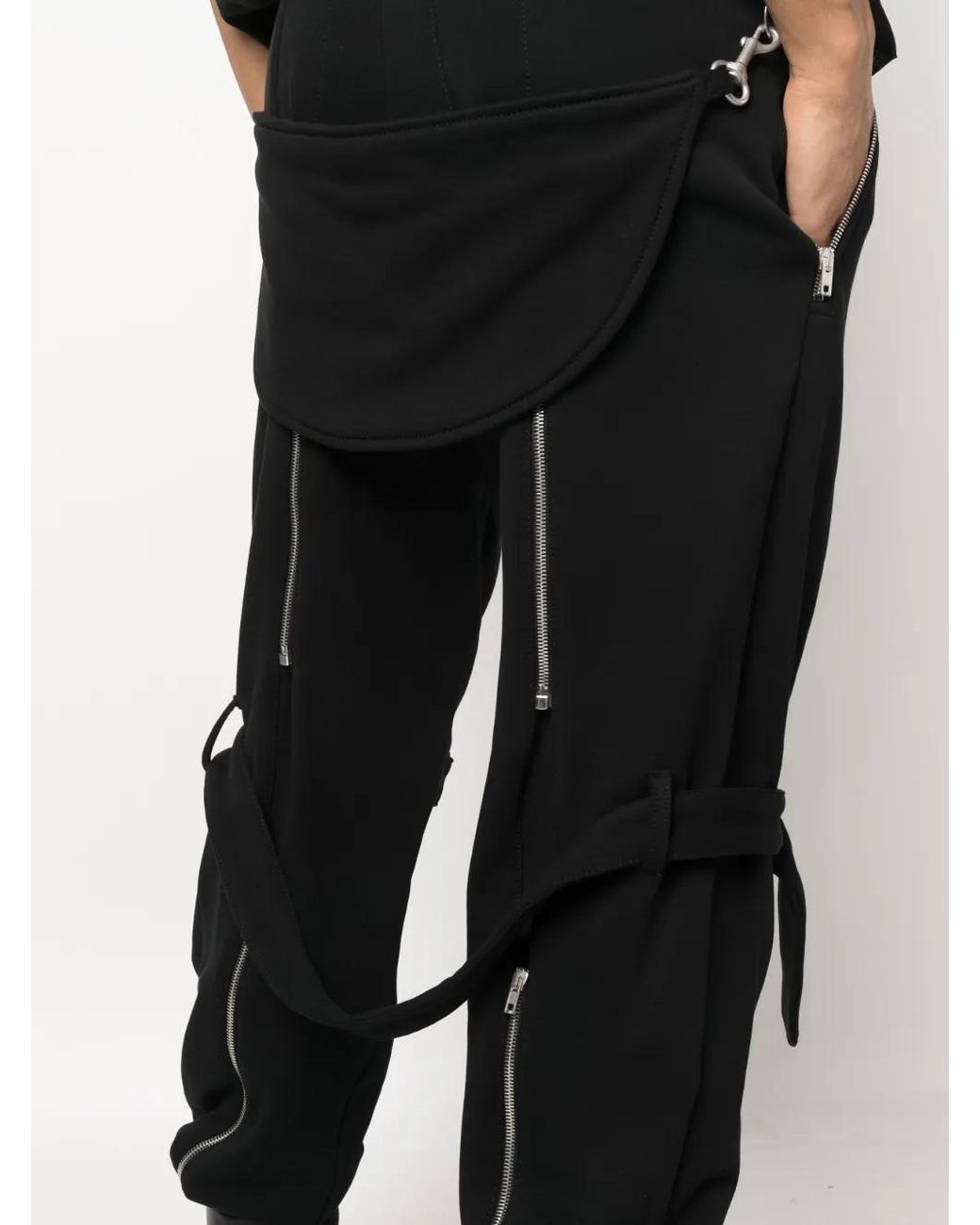 Moschino Black Buckled Layered Straight Trousers for men