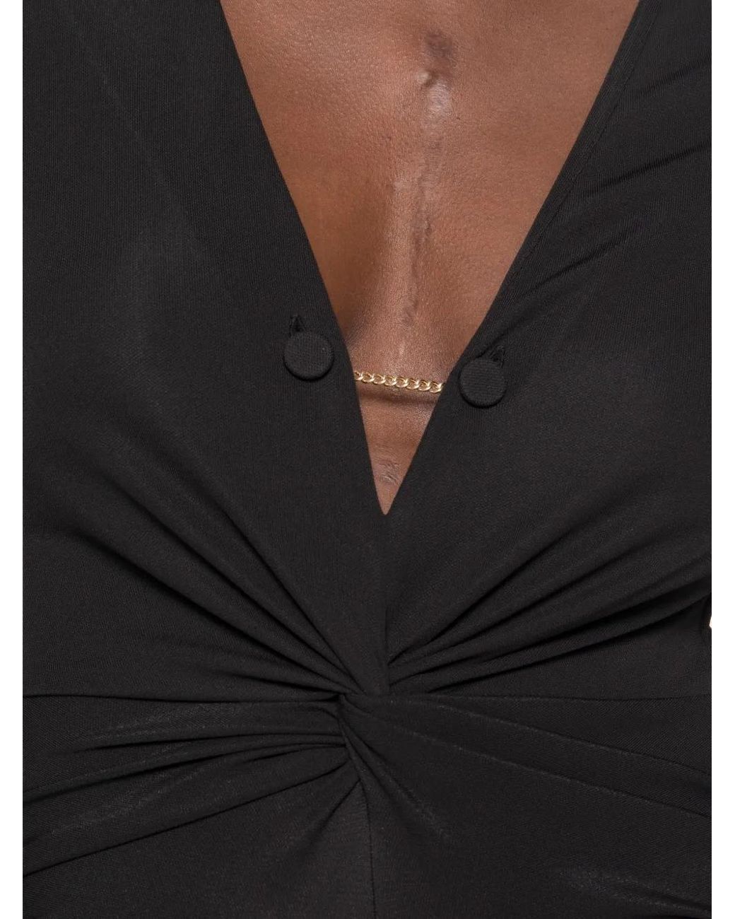 Imperial Black Twist-Detail V-Neck Bodie