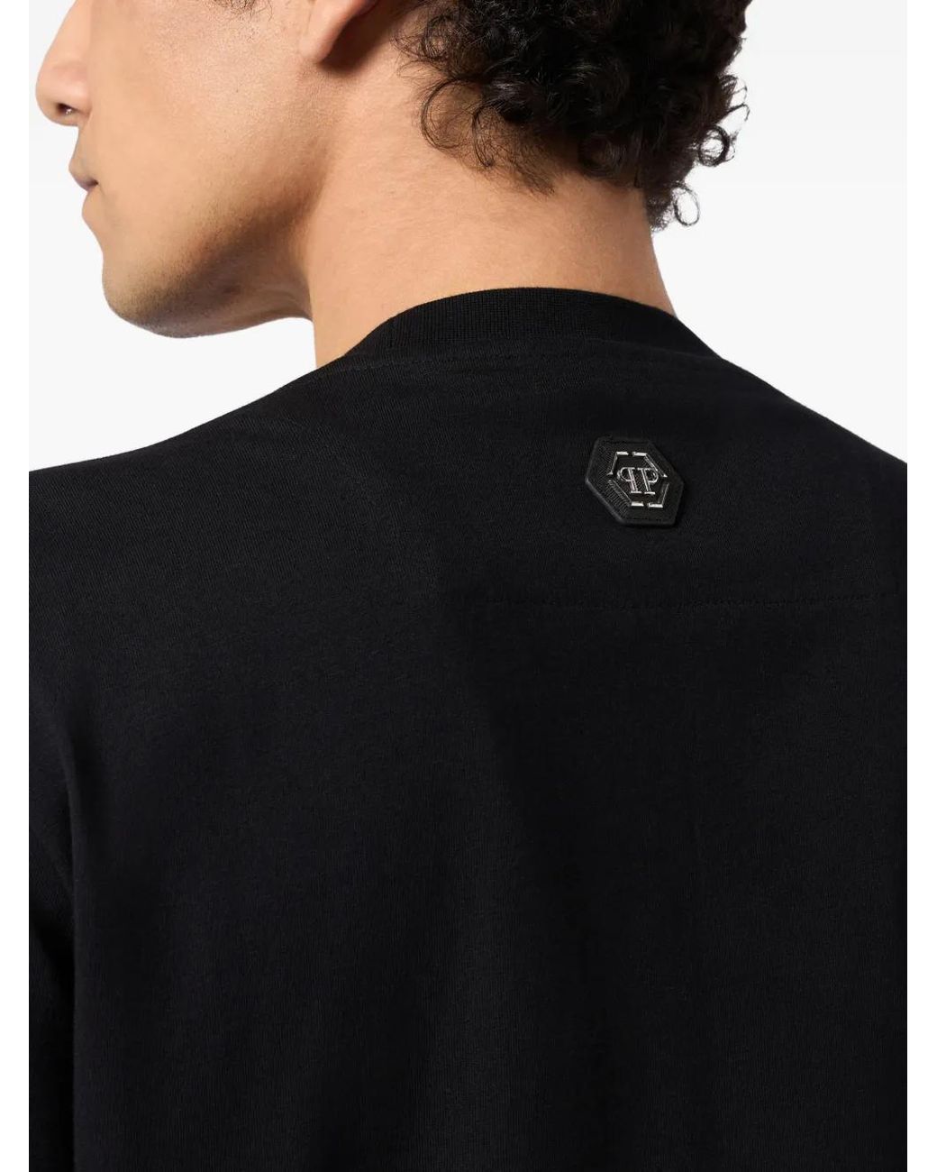 Philipp Plein Black Round Neck T-Shirt Big Dragon Stones for men