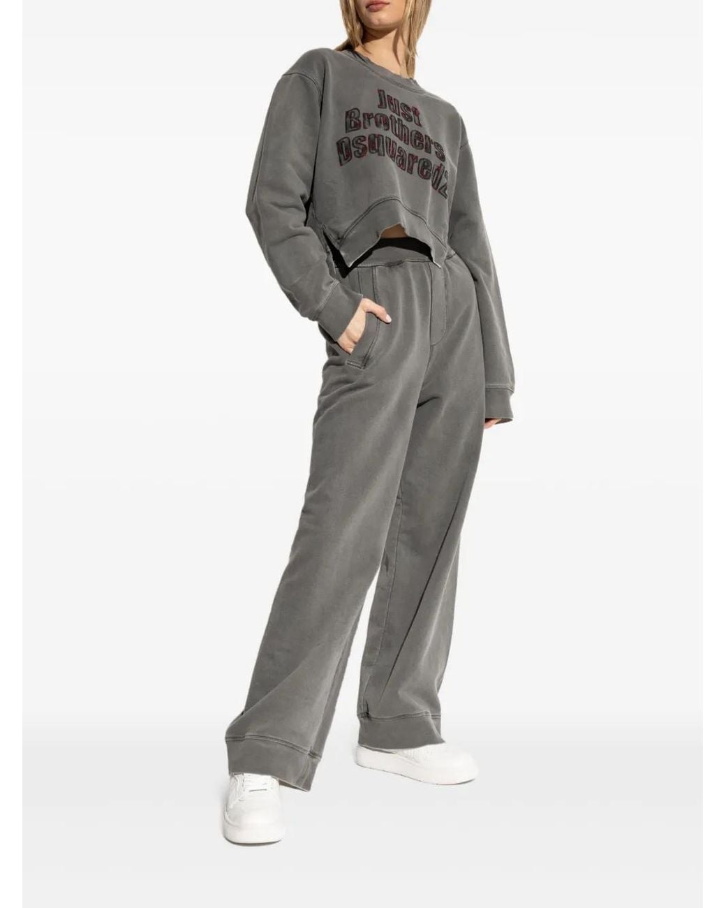 DSquared² Gray Cotton Track Pants