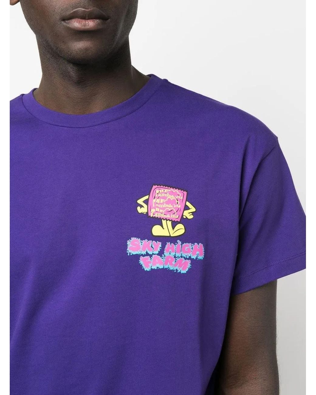 Sky High Farm Purple Chest Logo-Print Detail T-Shirt for men