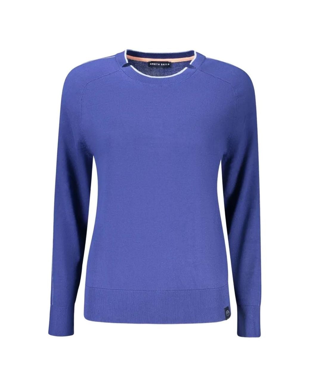 North Sails Blue Contrast-Trim Long-Sleeve Sweater