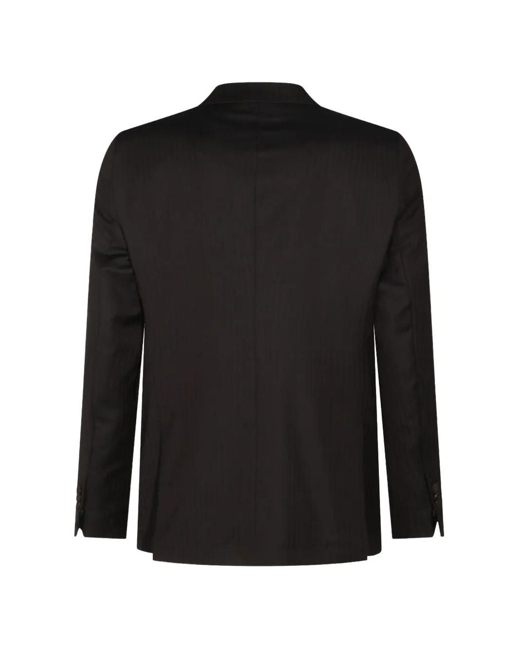 época Black Double-Breasted Herringbone Suit for men
