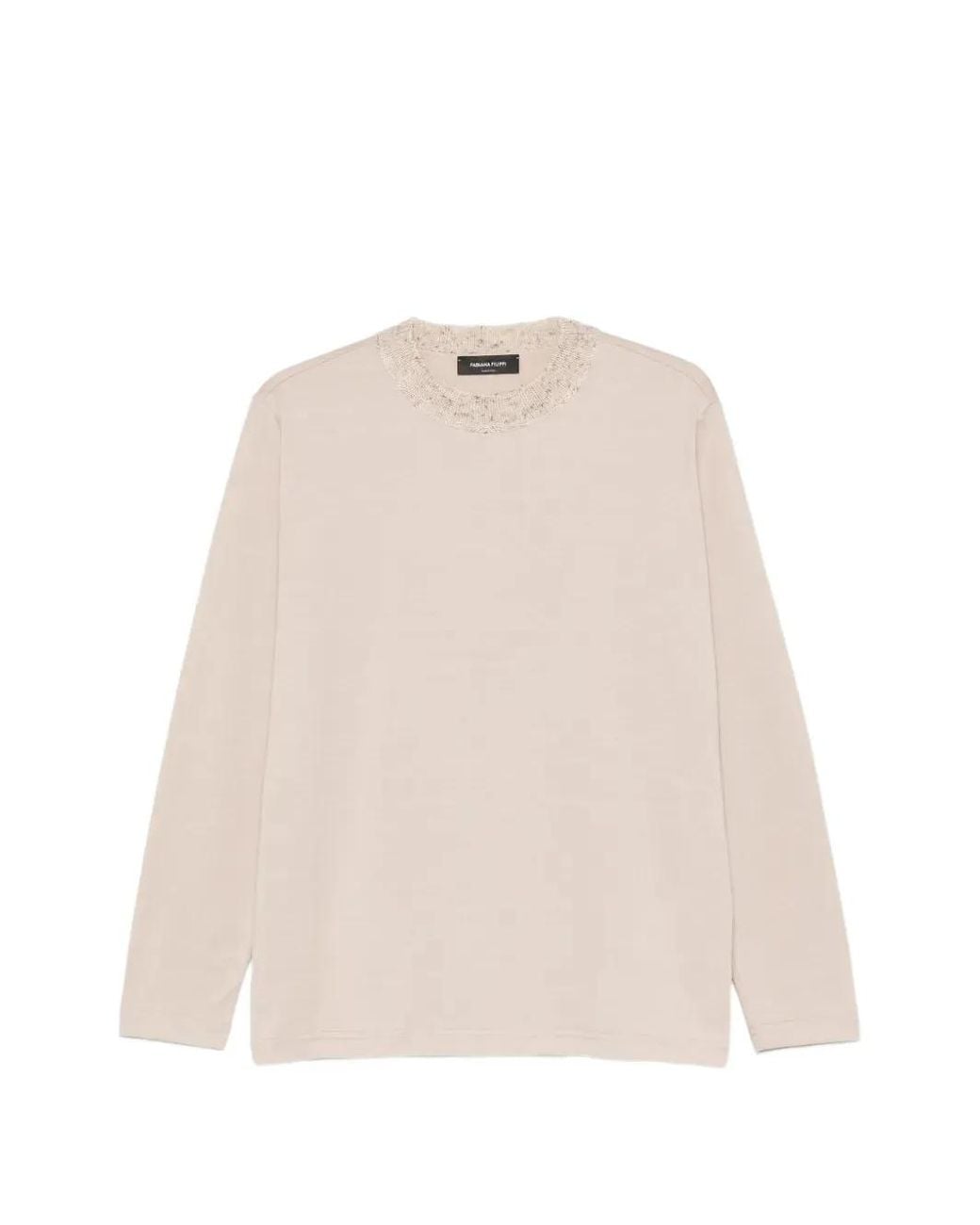 Fabiana Filippi Natural Embellished-Collar T-Shirt