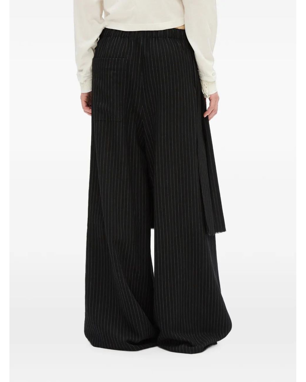 Ann Demeulemeester Black Marke Chalk-Stripe Layered Trousers