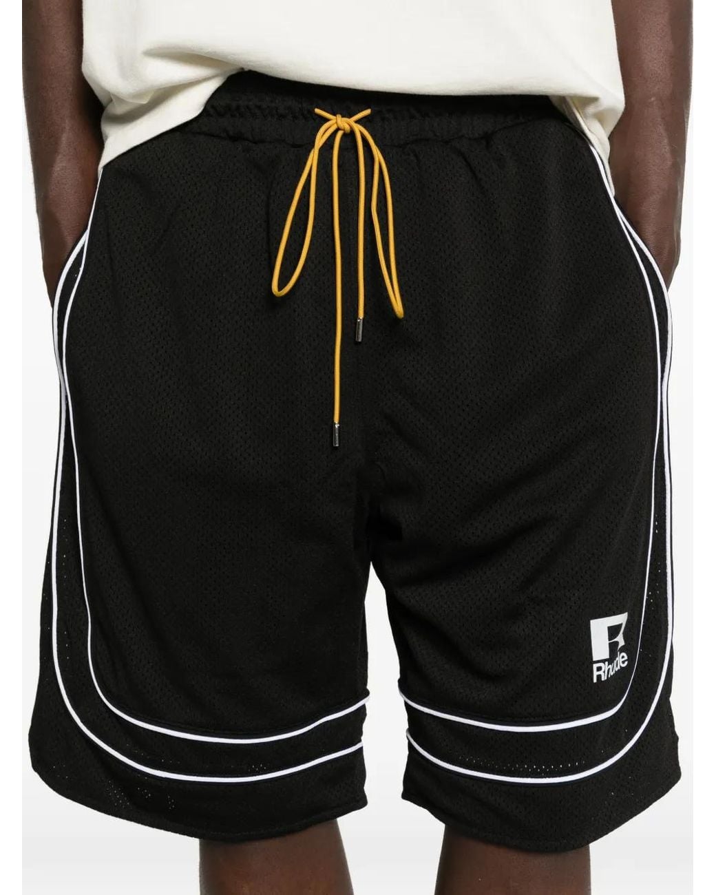 Rhude Black Baggy Mesh Basketball Short for men