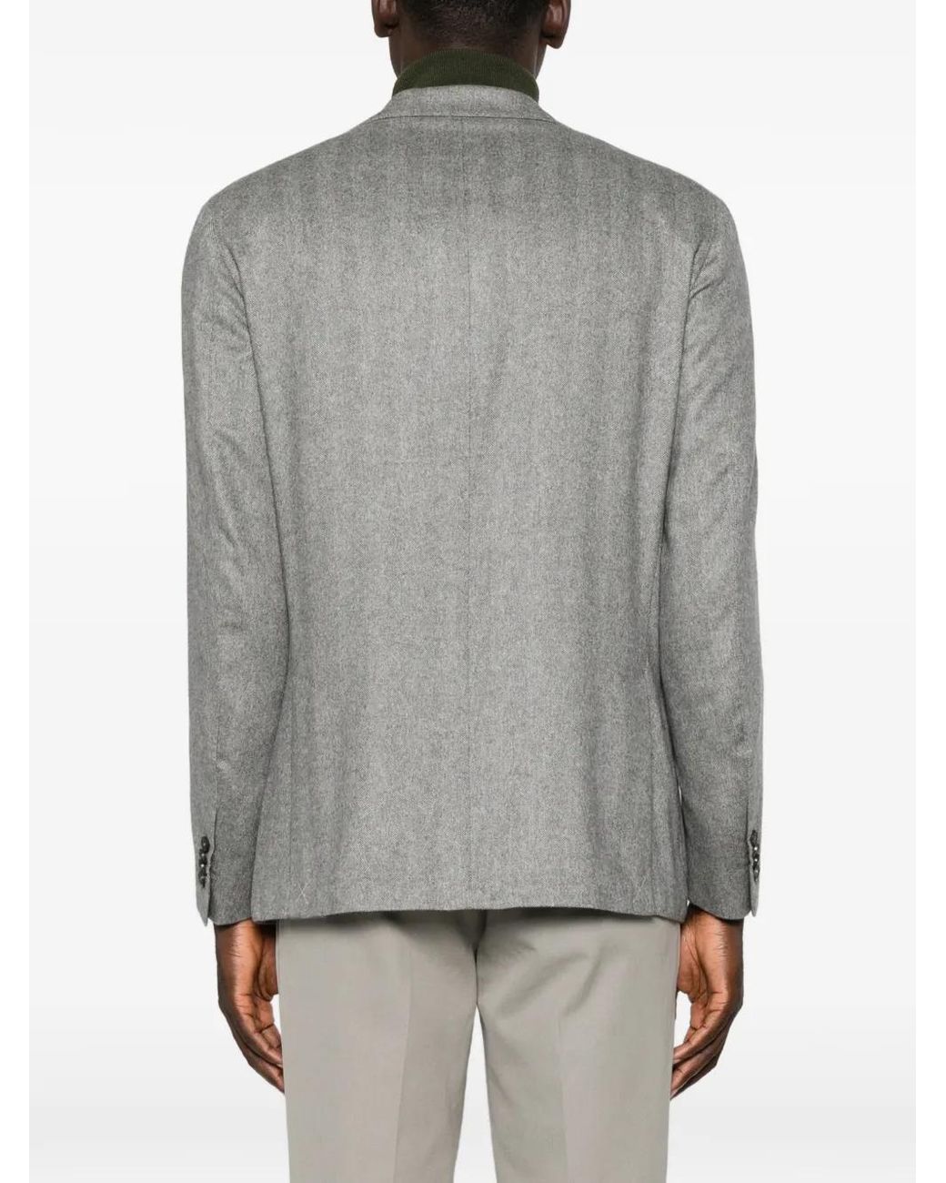 Corneliani Gray Whisper Herringbone Blazer for men