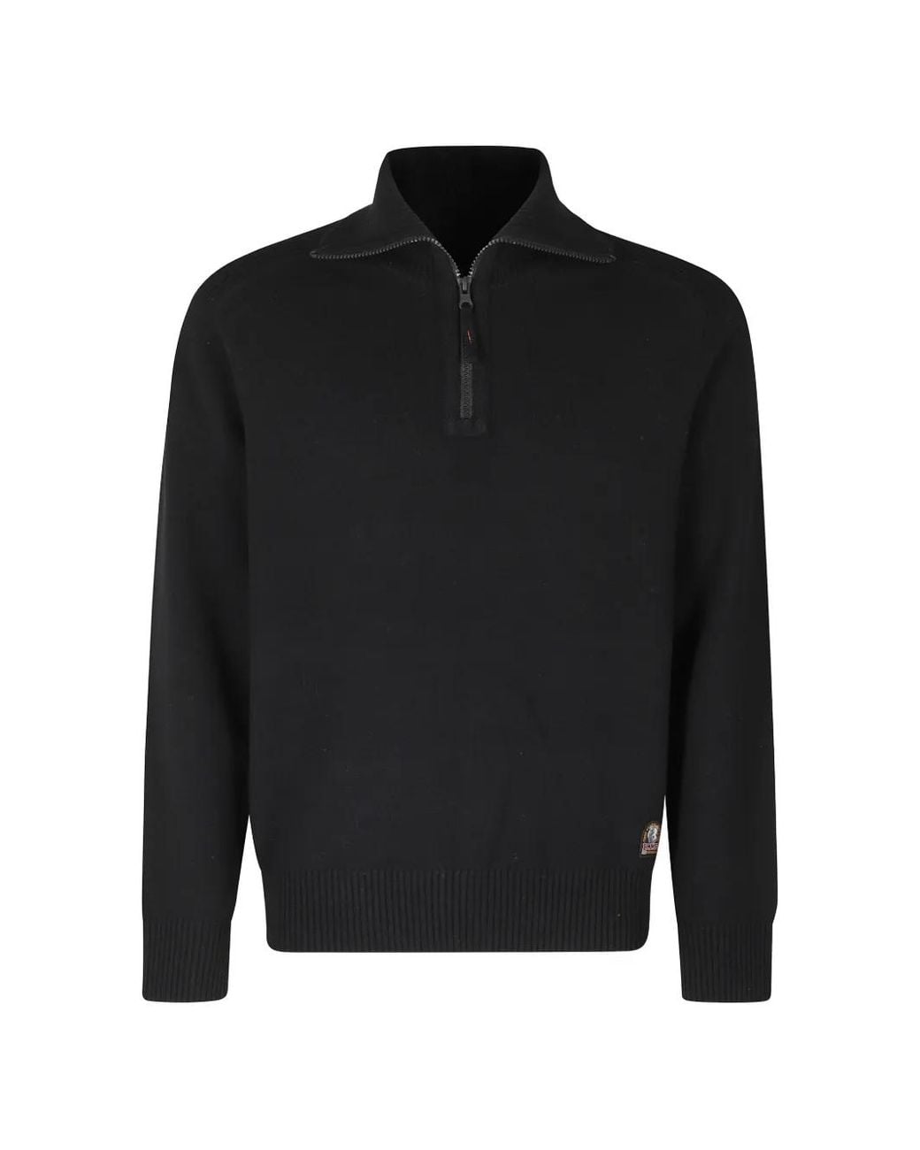Parajumpers Black Caldonazzo Quarter-Zip Logo-Patch Sweater for men