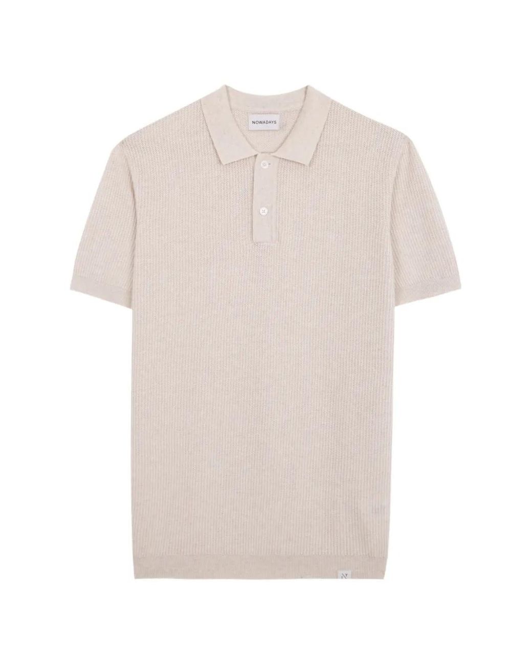 NOWADAYS White Ribbed-Knit Polo Shirt for men