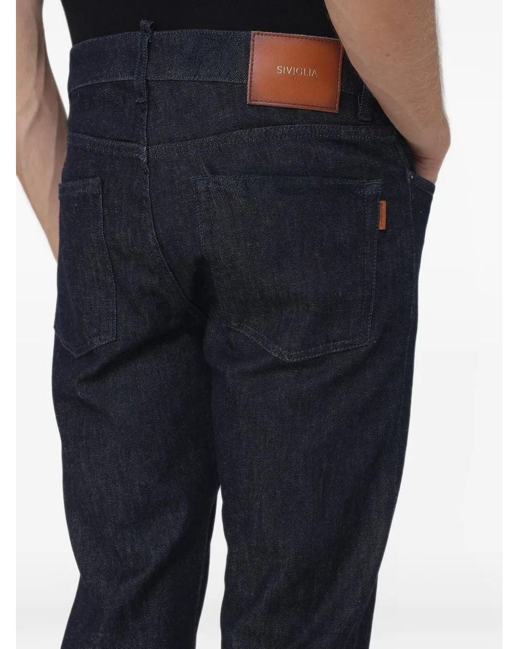 Siviglia Blue Logo-Patch Jeans for men