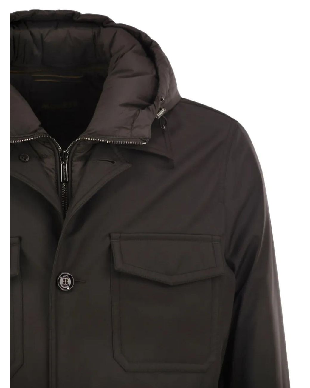 Moorer Black Monti-Gf Hooded Field Jacket for men
