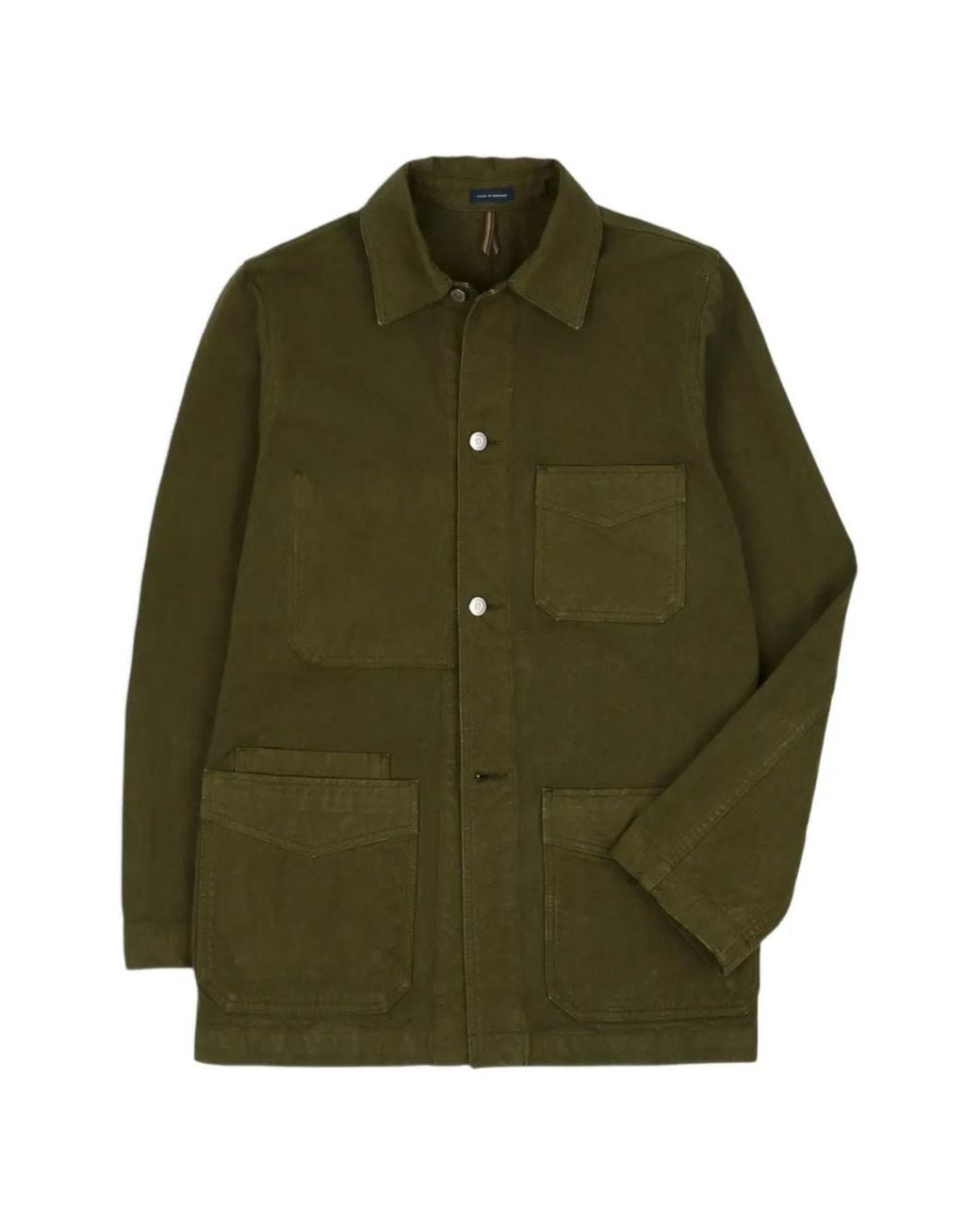 Drake's Green Cotton Canvas Shirt Jacket for men
