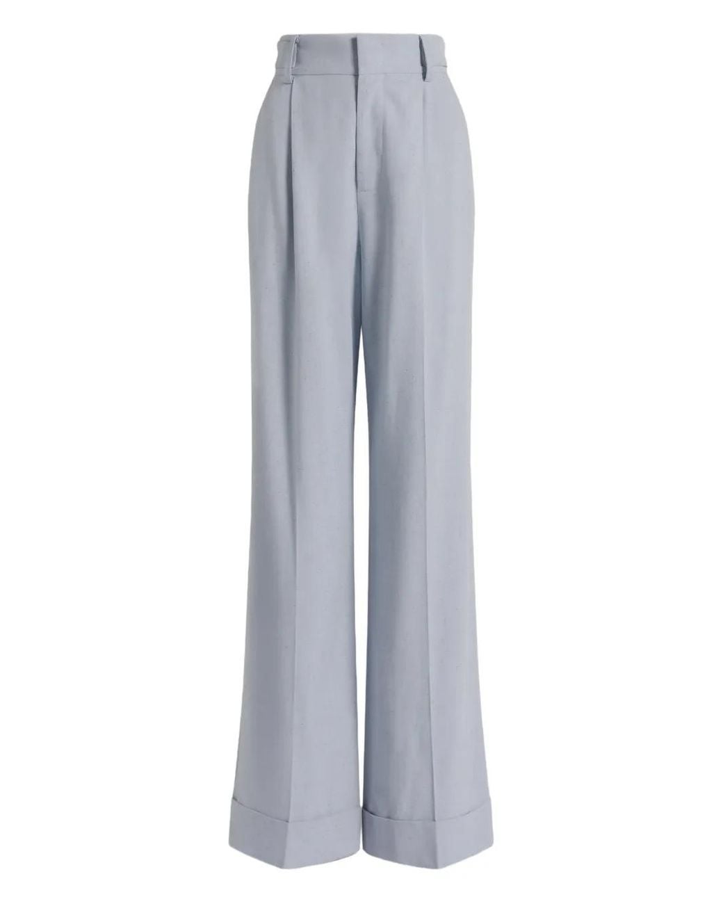 Alberta Ferretti Gray Pantalone High-Waisted Wide-Leg Viscose Trousers