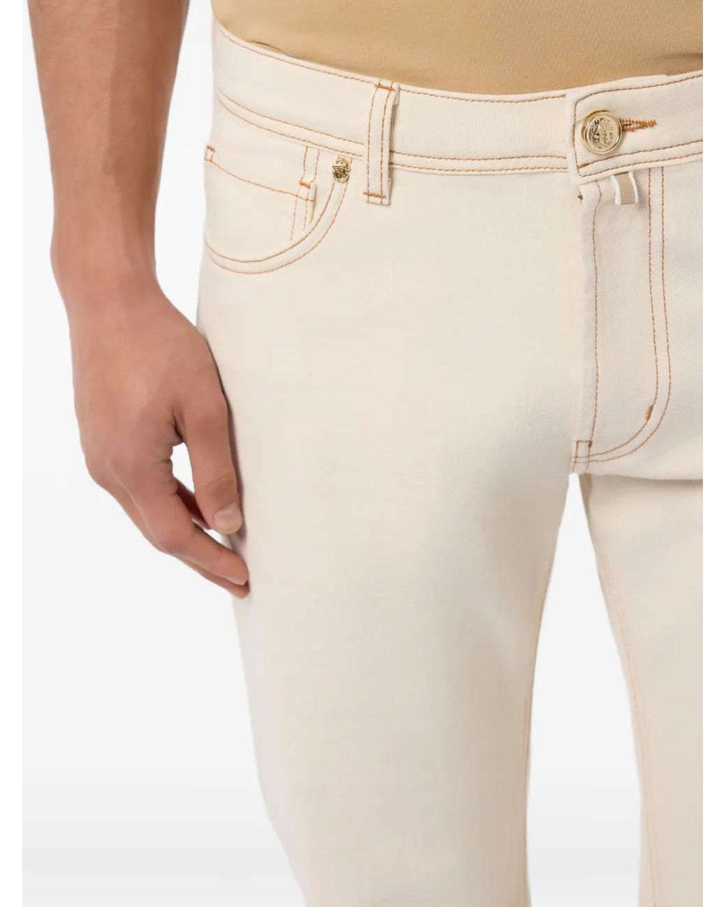 Billionaire Natural Embroidered Pocket Jeans for men