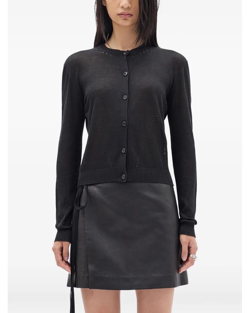 Ann Demeulemeester Black Cardigan En Maille