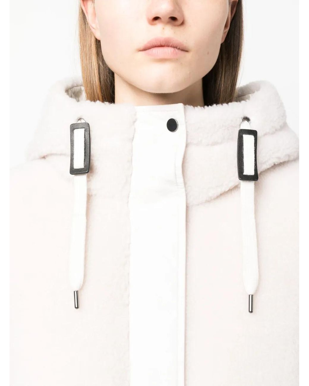 Brunello Cucinelli White Faux-fur Hooded Gilet