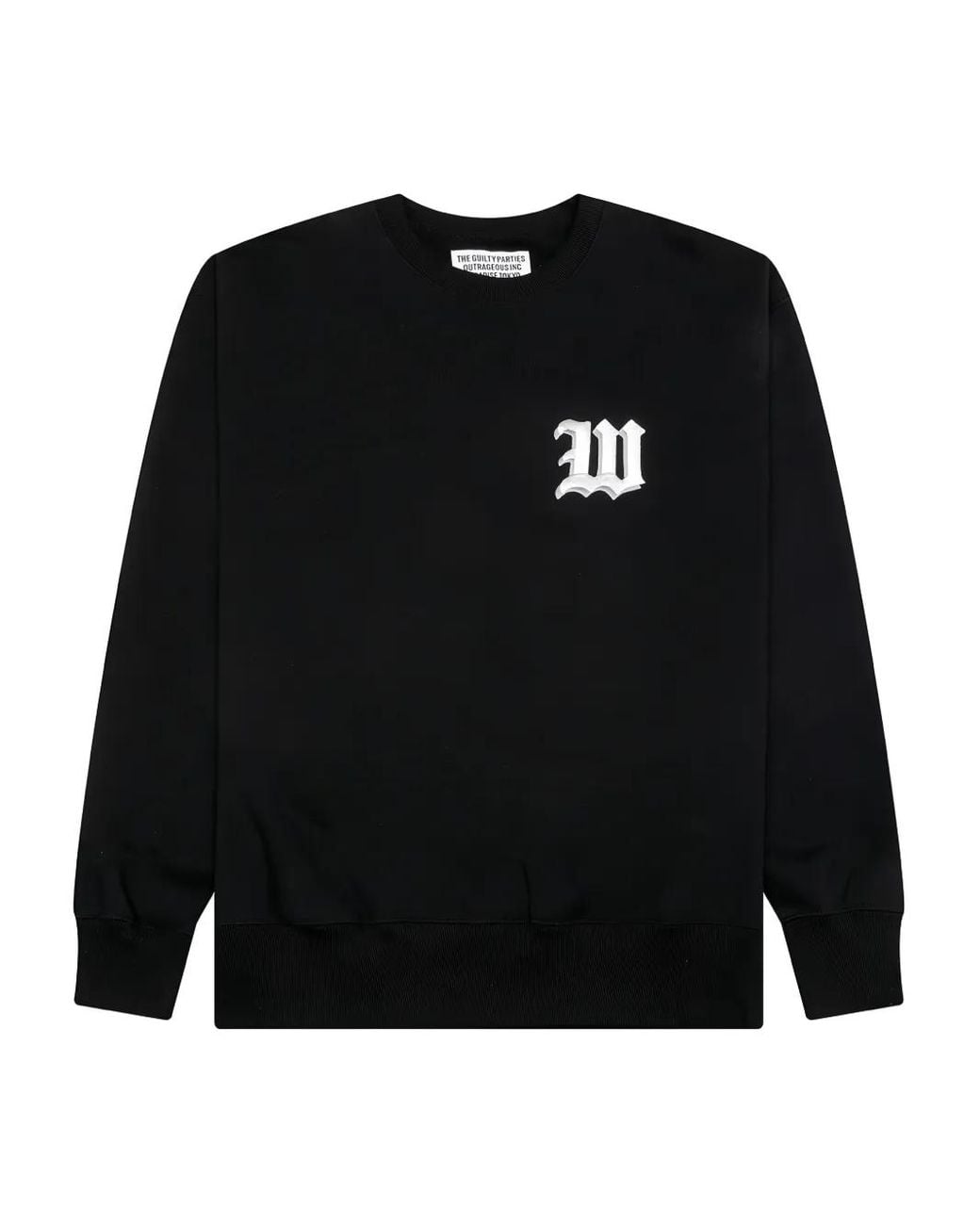 Wacko Maria Black Middle Weight Crew-Neck Embroidered Sweatshirt for men